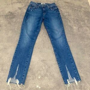 Anthropologie PAIGE Verdugo Ankle Raw Hem Flo Destructive Jeans Dark Wash Sz 26